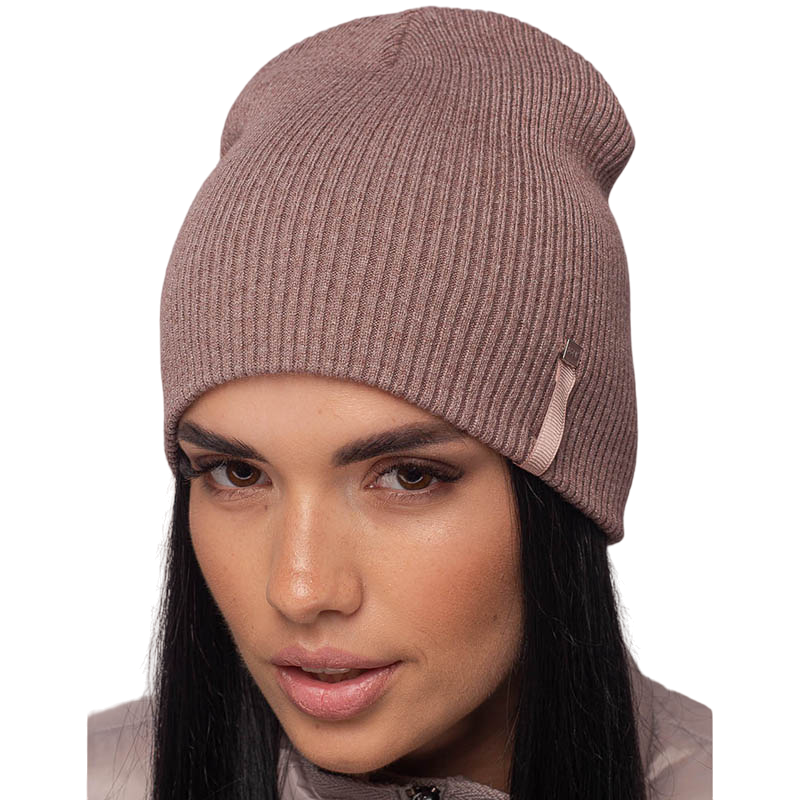 Шапка молодежная Leks Купол двойной рубчик без манжета one size Какао