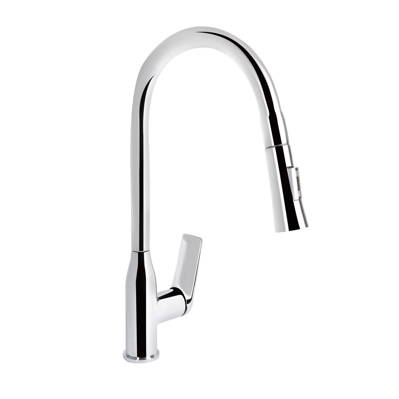 Смеситель для кухни Qtap Vlasta New QTVLA344CRM45646 с выдвижным изливом Chrome (2552208878)