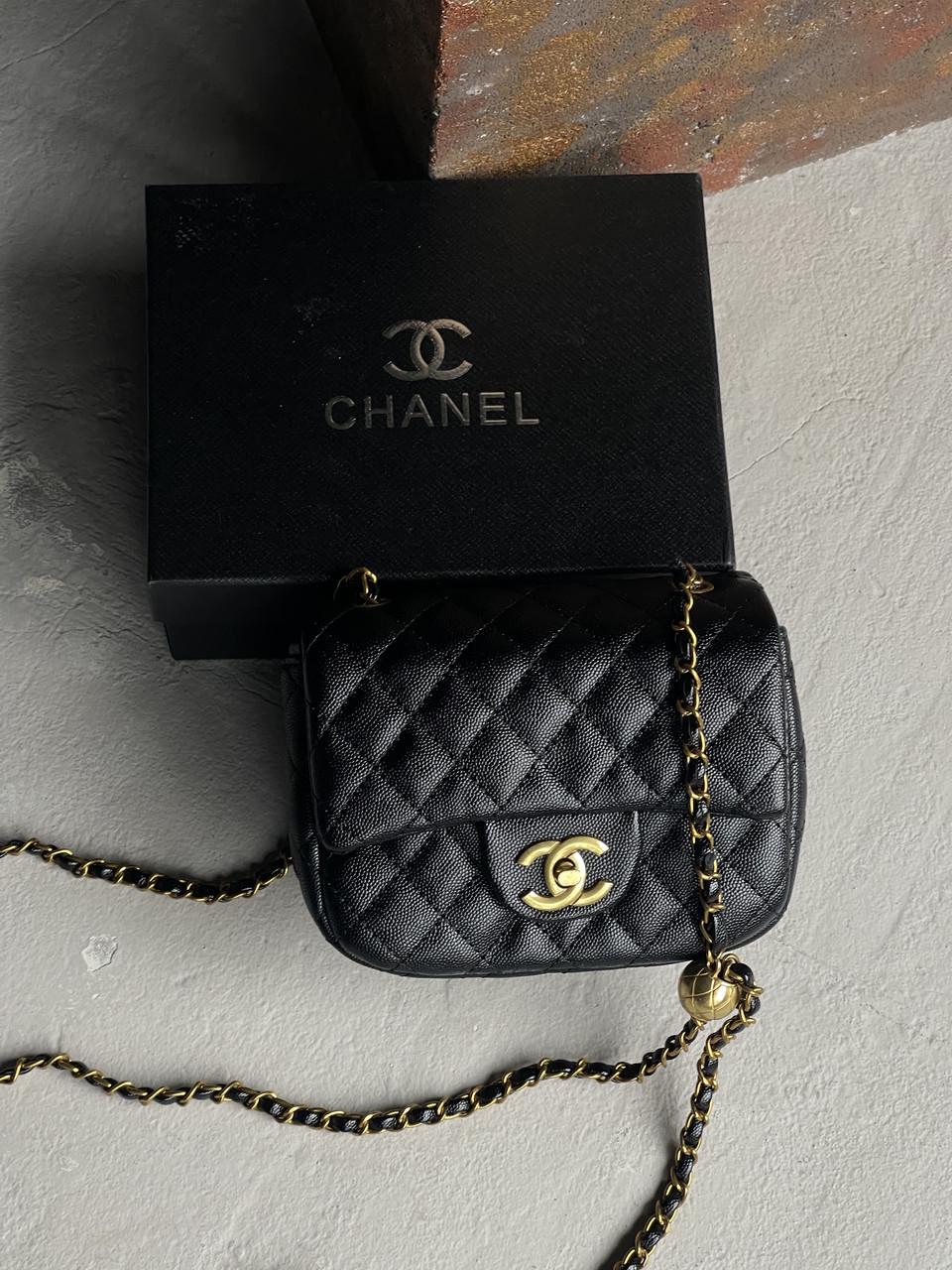 Сумка женская клатч через плечо Chanel Classic мини Черный/Золотой (2660542872)
