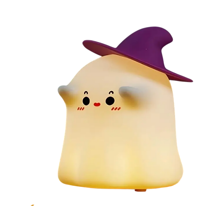 Нічник дитячий акумуляторний силіконовий Привид в капелюсі Білий (YH-319SH)