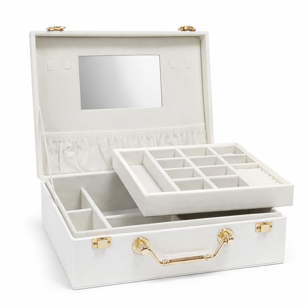 Шкатулка-органайзер из экокожи 24x19x9 см Белый (2787366216)