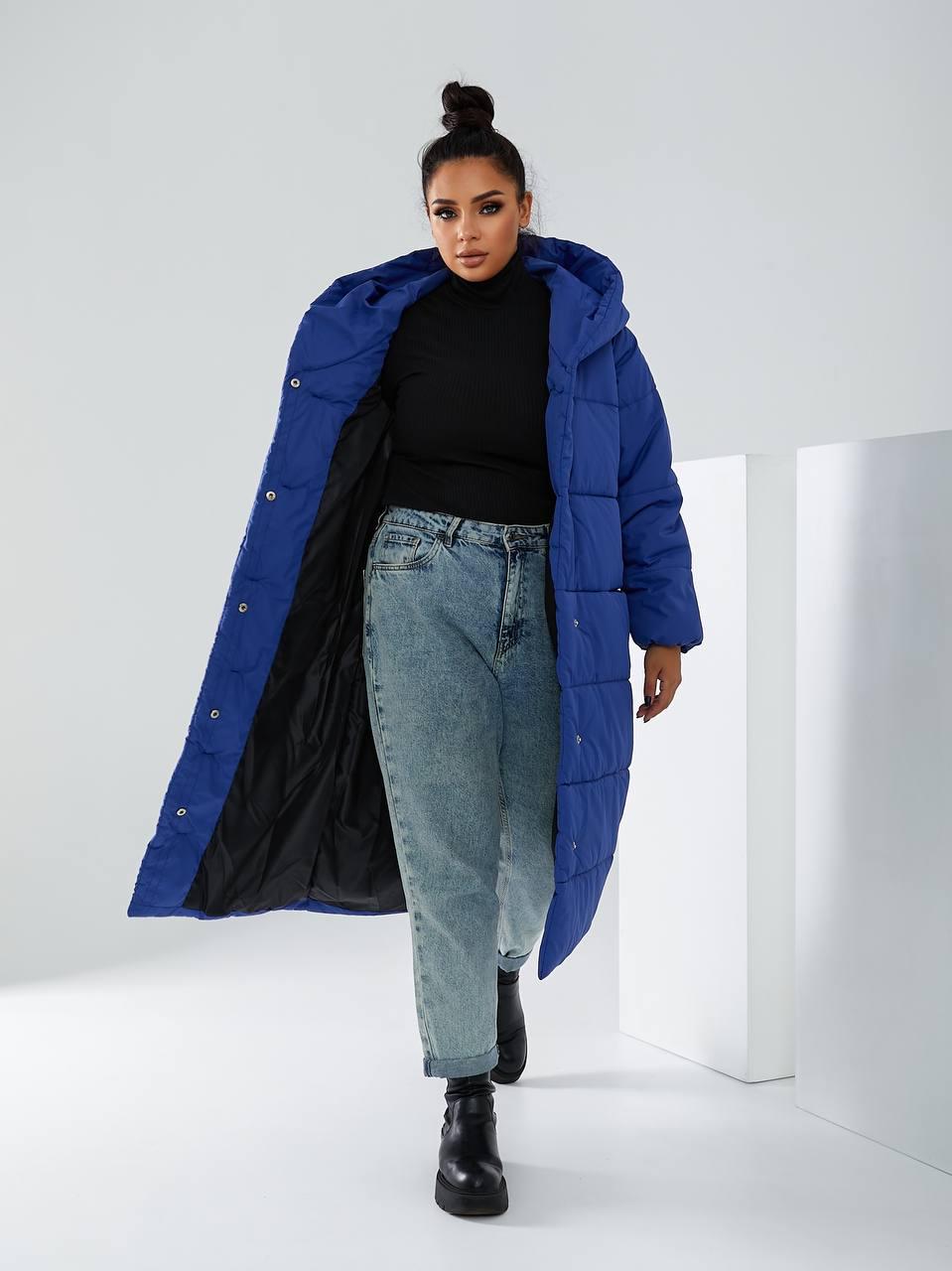 Пальто-пуховик довге на кнопках Аiza А521 р. 54-56 Синій - фото 12 Пальто-пуховик довге на кнопках Аiza А521 р. 54-56 Синій - фото 12