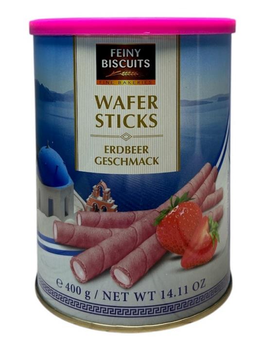 Трубочки вафельные Feiny Biscuits со вкусом клубники в металлической банке 400 г (60659)