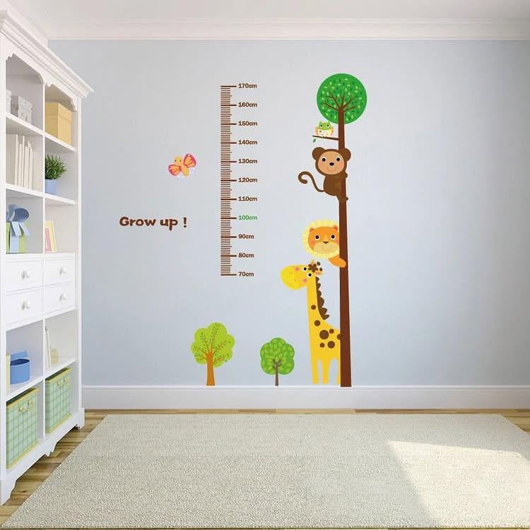 Набір вінілових наклейок Звірятка на дереві декоративні зі шкалою вимірювання росту 2 полотна 30х90 см Набір вінілових наклейок Звірятка на дереві декоративні зі шкалою вимірювання росту 2 полотна 30х90 см