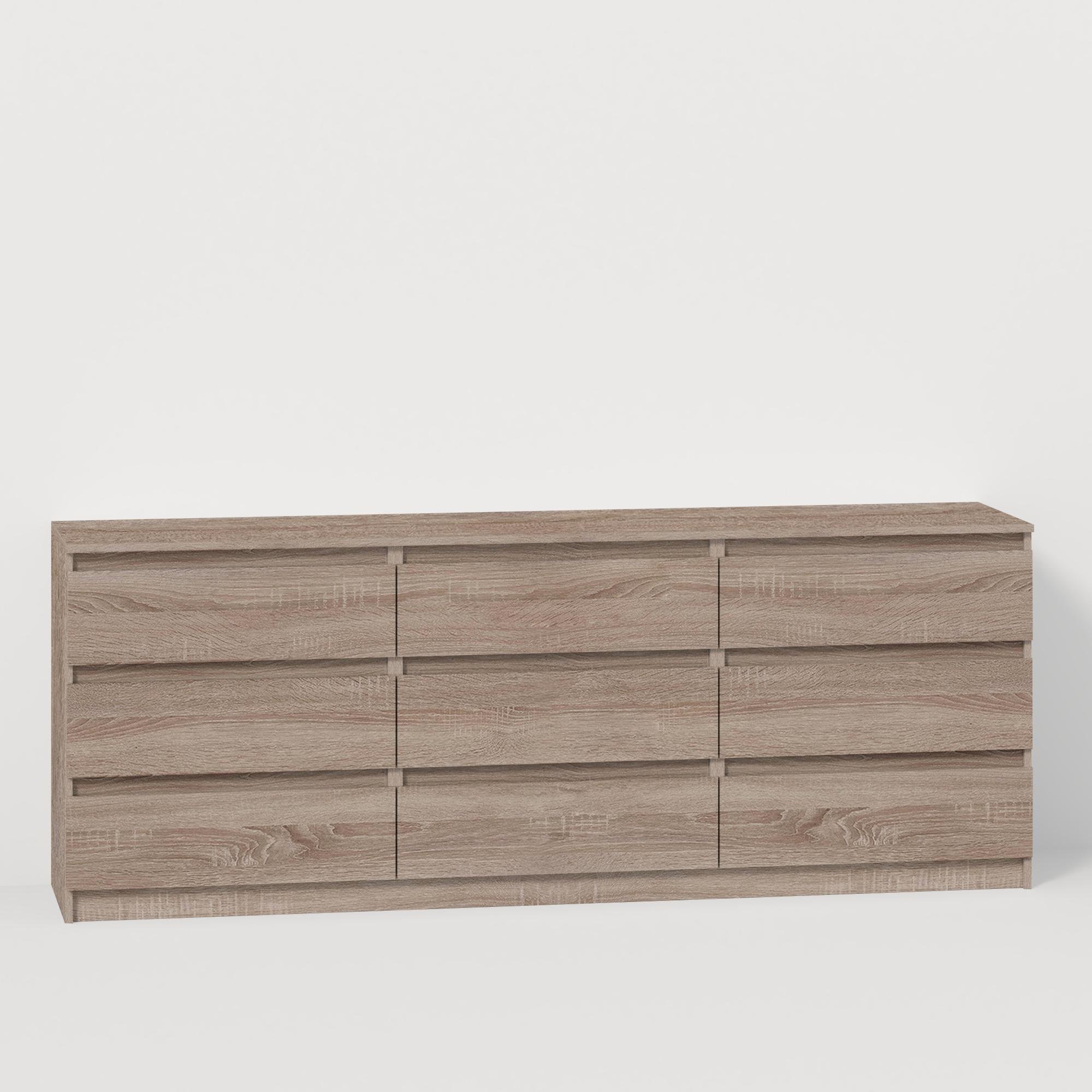 Комод на 9 ящиков без ручек Line TVF9 2100x450x800 мм Дуб Сонома Трюфель - фото 2 Комод на 9 ящиков без ручек Line TVF9 2100x450x800 мм Дуб Сонома Трюфель - фото 2