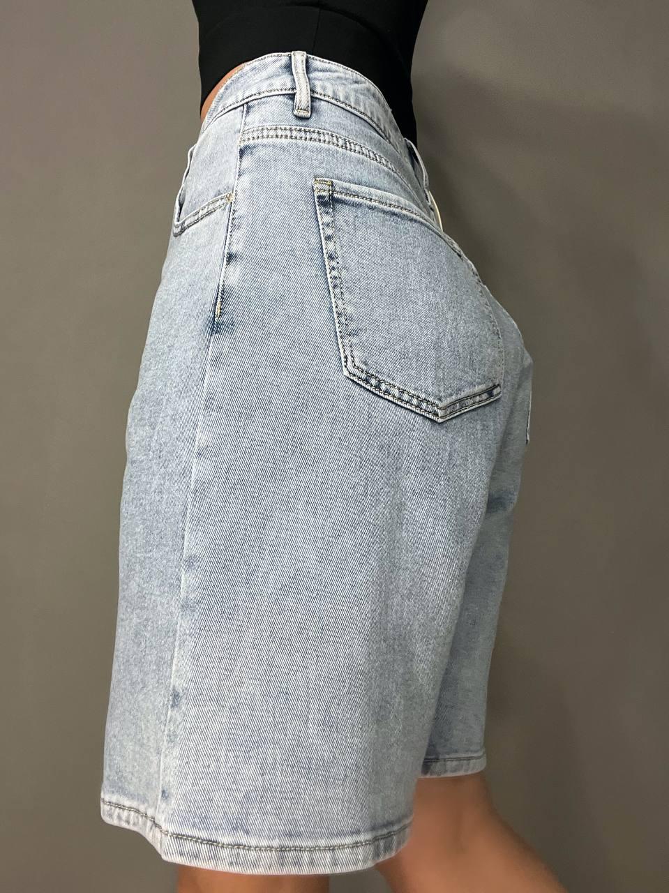 Шорты женские джинсовые Liana 4-015 бермуды высокая посадка большие размеры стрейч р. 30 Голубой (4037) - фото 9 Шорты женские джинсовые Liana 4-015 бермуды высокая посадка большие размеры стрейч р. 30 Голубой (4037) - фото 9