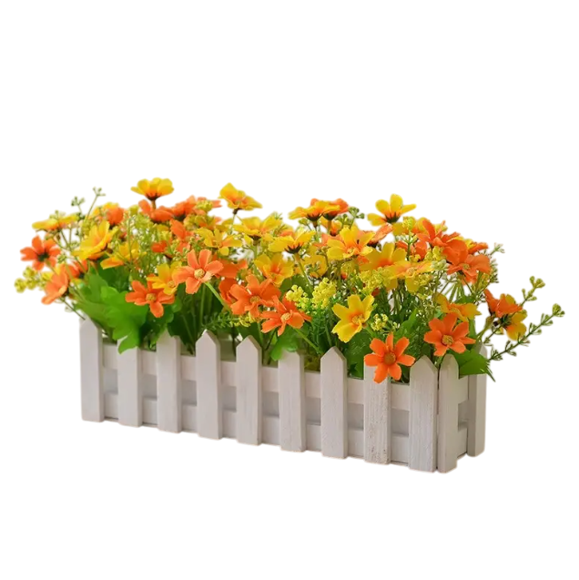 Искусственные цветы для декора в деревянном заборе 30х7,5 см Желтый (Y01624-3)