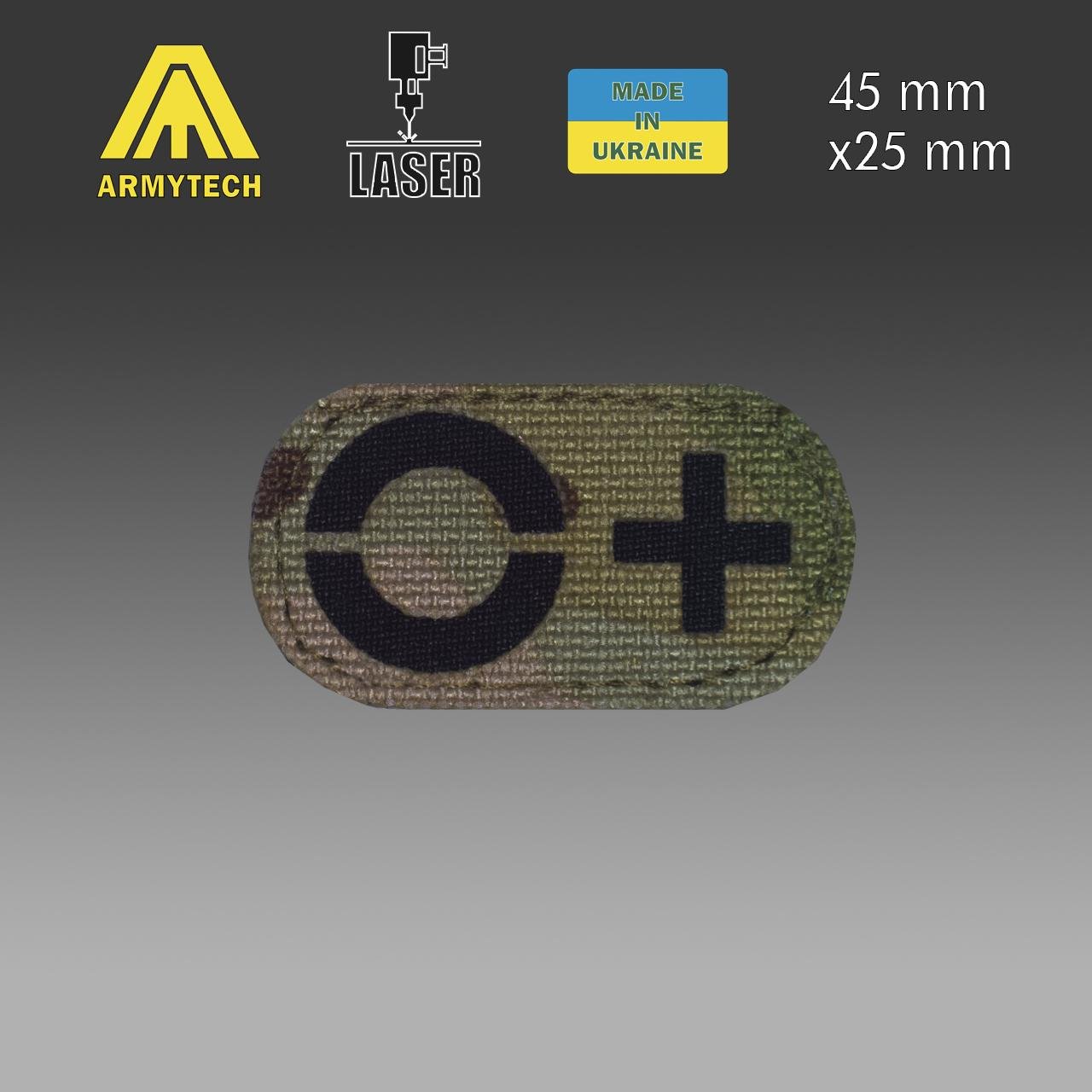 Шеврон на липучці Laser Cut ARMYTECH Група крові міні 0(1) Rh+ 45х25 мм Мультикам/Чорний (1112) - фото 2