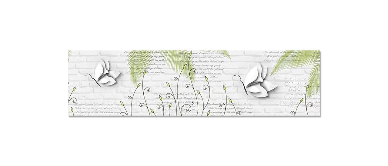 Кухонный фартук Бабочки пышные крылья из самоклеющейся виниловой пленки 65х250 см Серый