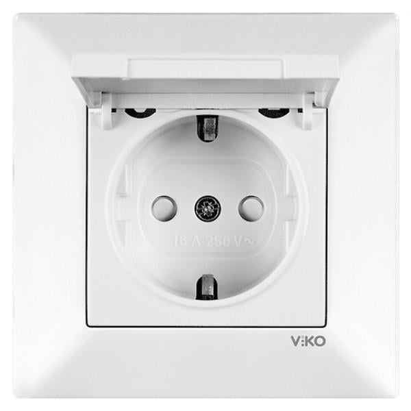 Розетка одинарная с заземлением Viko Meridian и защитной крышкой Белый (00000012464)