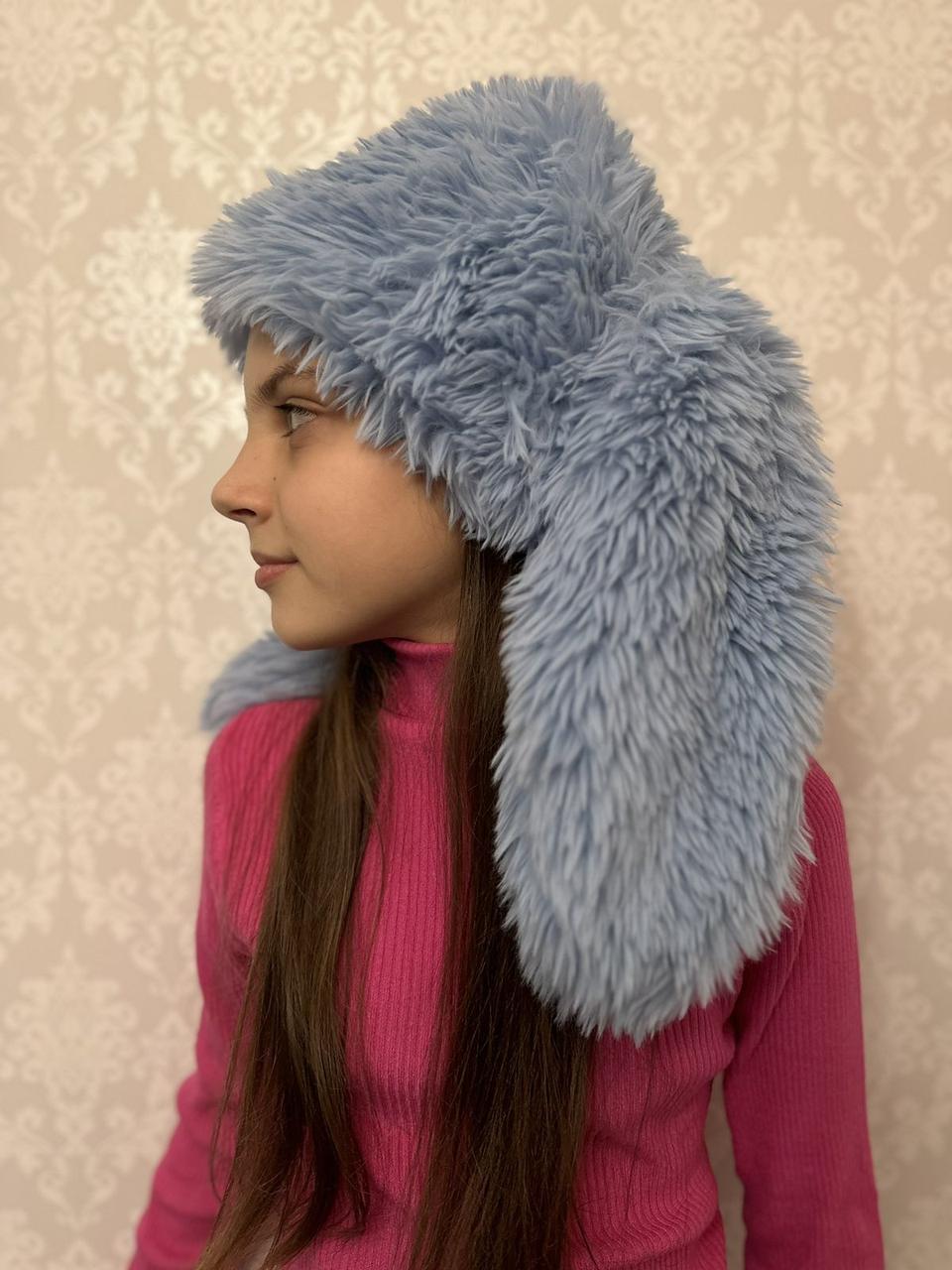Шапка з вушками кролика One Size р. 54-57 Сіро-блакитний (1278) - фото 3