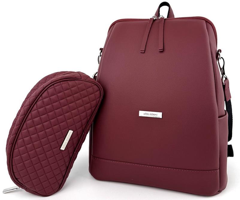 Рюкзак жіночий з косметичкою Alba Soboni N24062 Бордовий