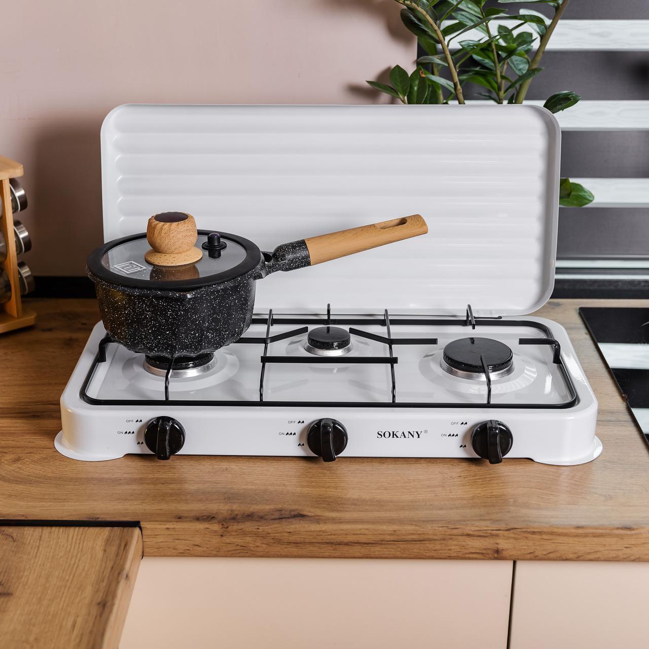 Плита газовая Sokany на 3 конфорки 5,5 кВт Белый (SK-6003W)
