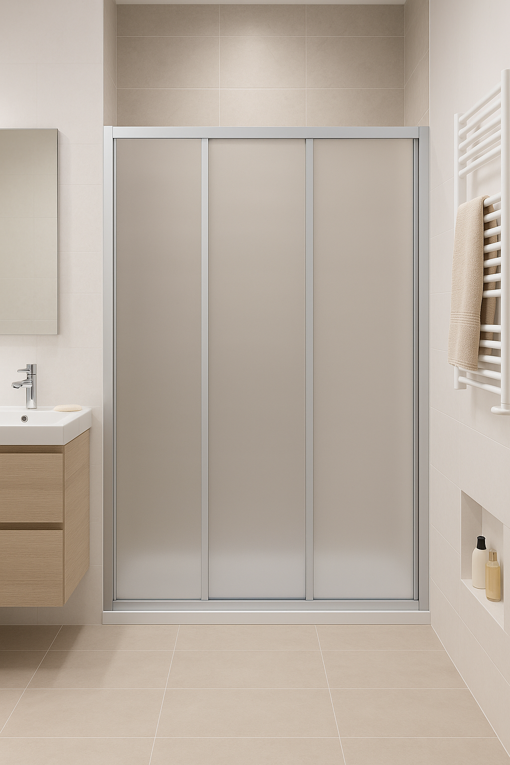 Душевые двери SUNWAYS Crystal 190х120 см распашные стекла матовые 5 мм Хром (C15074)