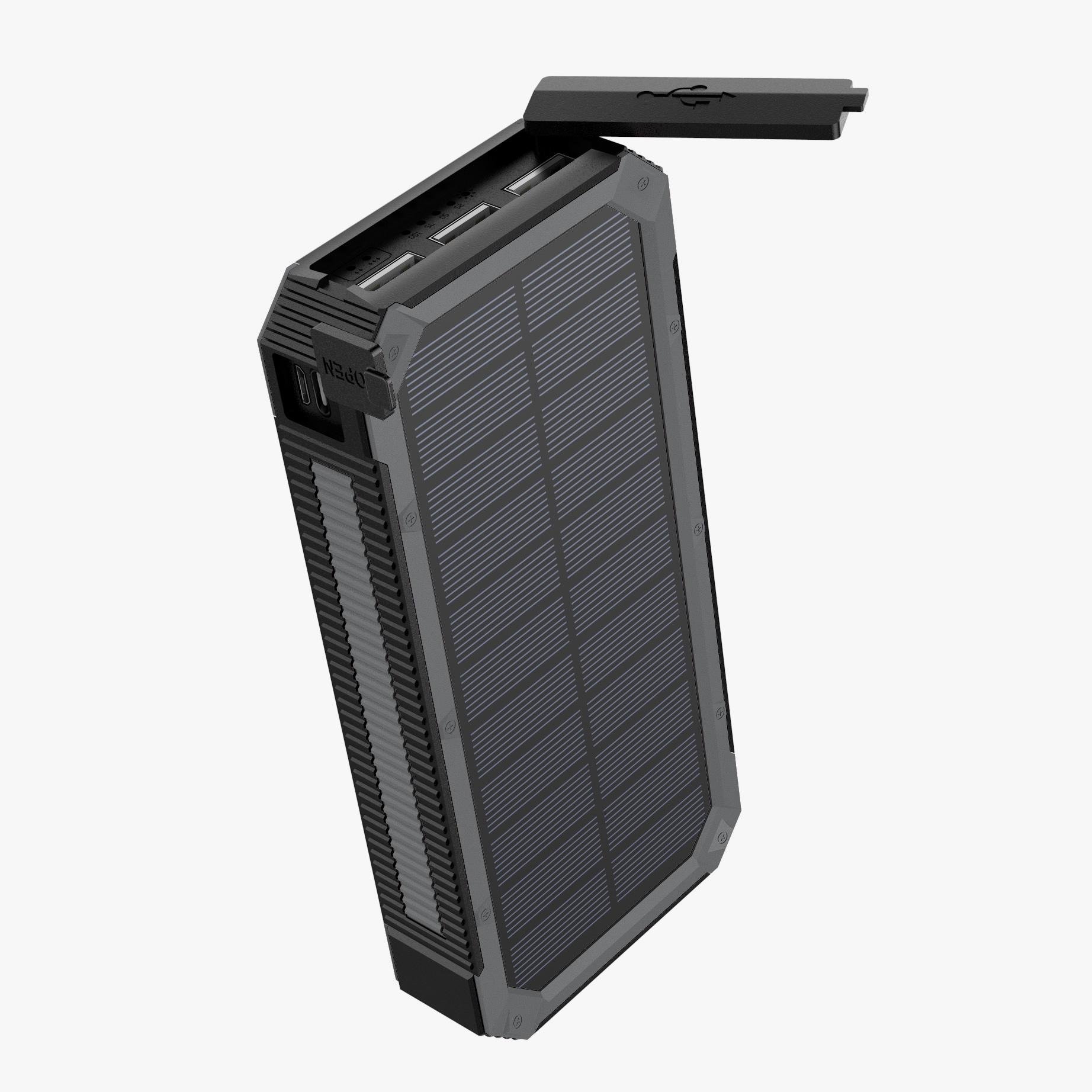 Повербанк із сонячною батареєю iBattery YD-888KW з ліхтариком QI 25000 mAh Black - фото 11