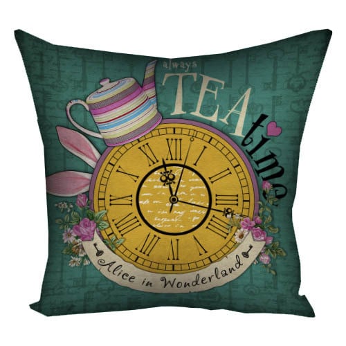 Подушка с принтом Always tea time Alice in Wonderland 50x50 см (5P_WON003)