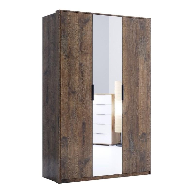 Шкаф распашной для дома MiroMark Квадро 3дв с зеркалами ламинированный ДСП 1378х580х2120 мм Дуб фрегат (36623)