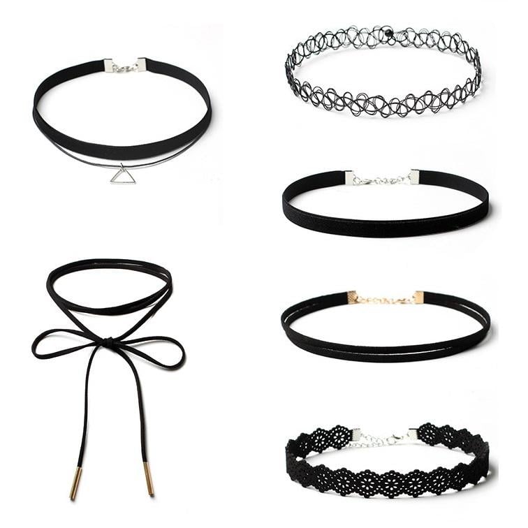 Подарунковий набір чокерів на шию 6 шт. Чорний (R9390) - фото 1 Подарунковий набір чокерів на шию 6 шт. Чорний (R9390) - фото 1
