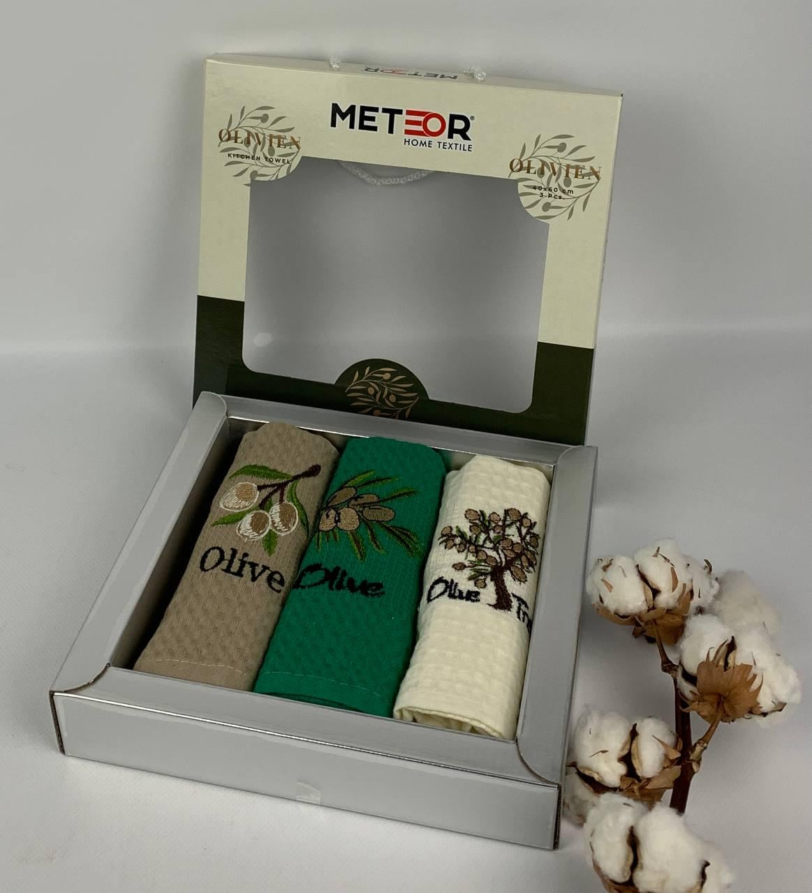 Набір кухонних рушників Nilteks Lux Olive 3 шт. (CN33173)