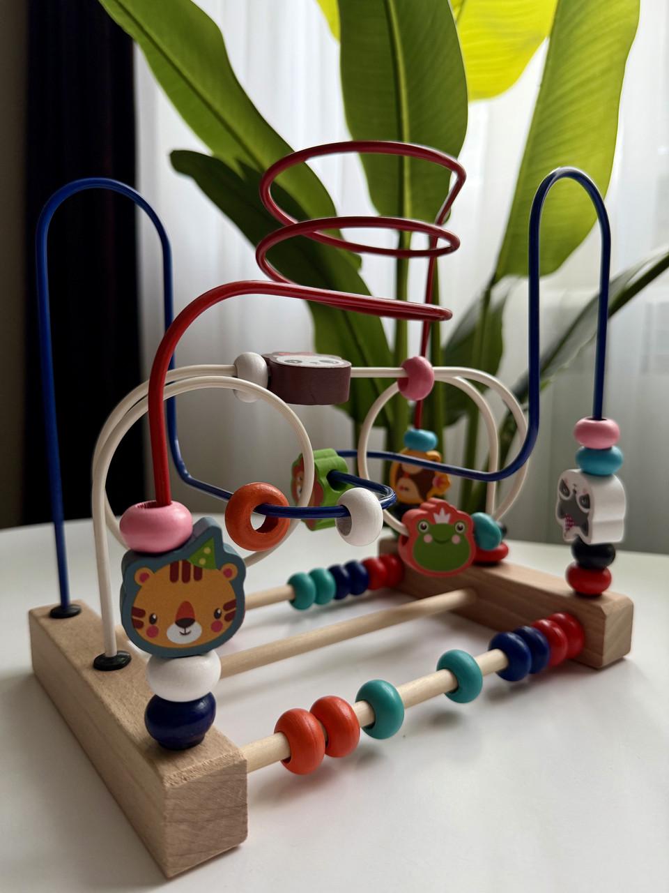 Іграшка для малюків дерев'яний лабіринт-каталка з намистинами та звірятками (47) - фото 7 Іграшка для малюків дерев'яний лабіринт-каталка з намистинами та звірятками (47) - фото 7