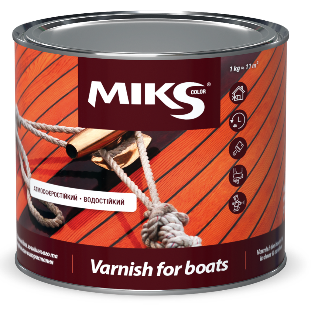 Лак яхтенный уретановый MIKS Color шелковисто-матовый 2,3 кг (2493674162)