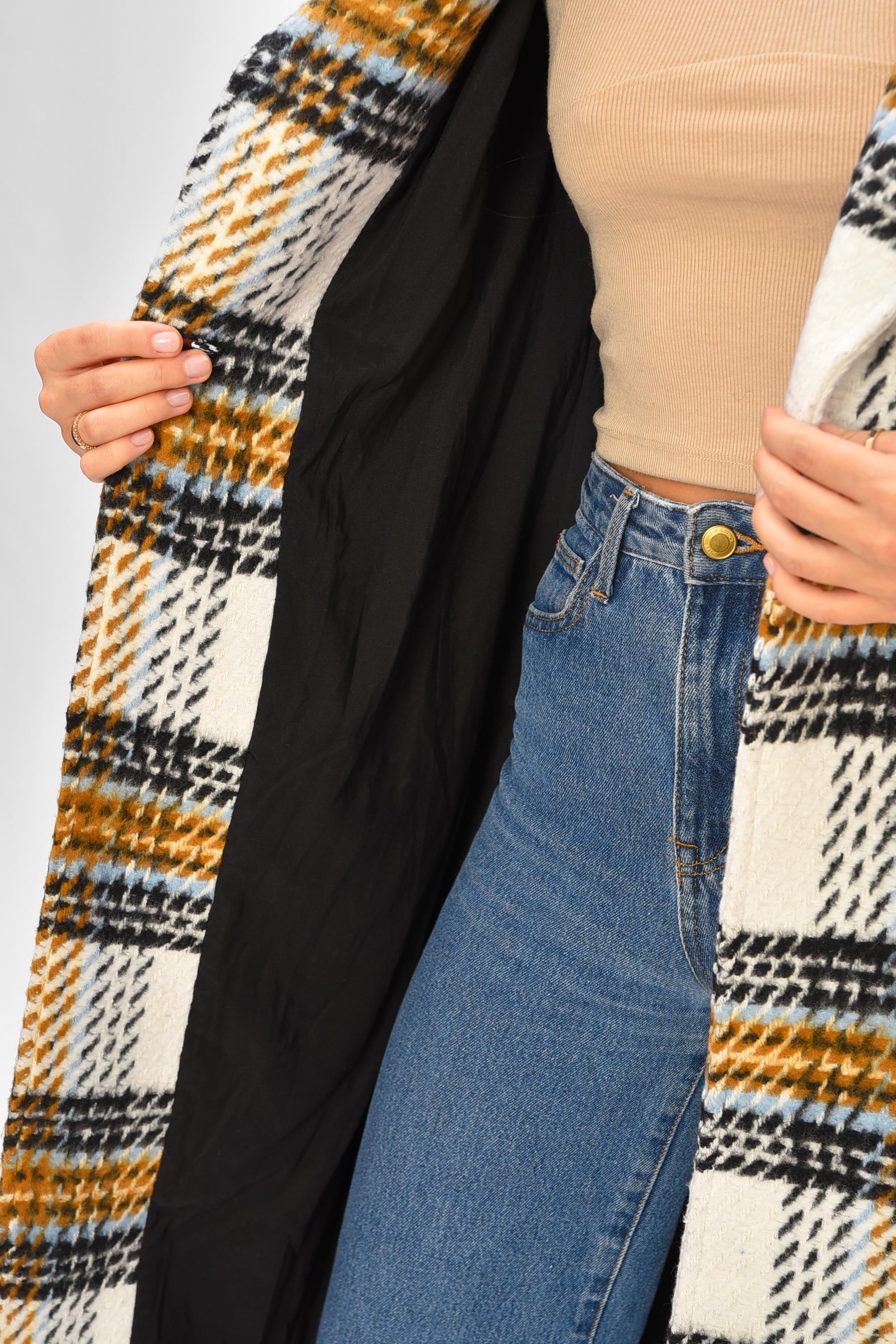 Пальто жіноче з принтом S Білий (205790) - фото 4 Пальто жіноче з принтом S Білий (205790) - фото 4