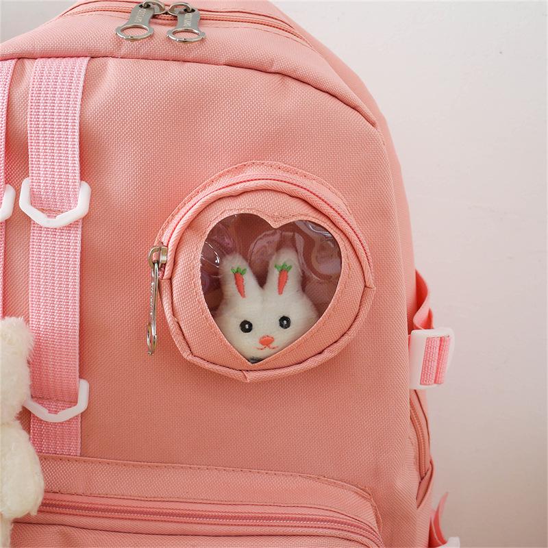 Шкільний рюкзак для дівчинки Ведмедик з значком-зайчик 4в1 5-11 клас Рожевий (27667913) - фото 12 Шкільний рюкзак для дівчинки Ведмедик з значком-зайчик 4в1 5-11 клас Рожевий (27667913) - фото 12