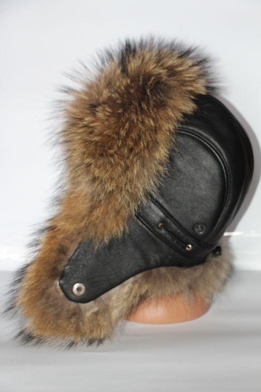Шапка-ушанка мужская из меха енота (29029)