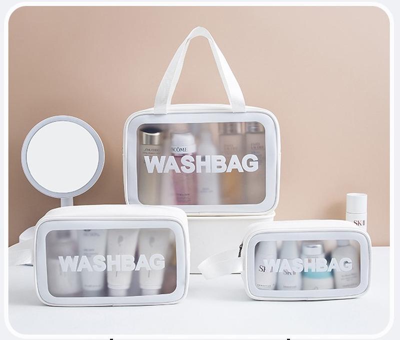 Сумка-косметичка з ручками прозора Washbag 25 см White (128674) - фото 3 Сумка-косметичка з ручками прозора Washbag 25 см White (128674) - фото 3