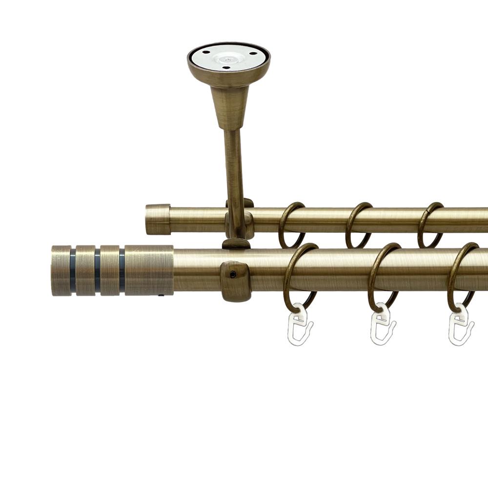 Карниз Orvit Модуло металевий дворядний відкритий до стелі гладка труба кільце металеве 25/16 мм 200 см Антик (00-00025629)