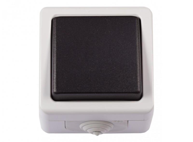 Выключатель одноклавишный накладной Luxel IP54 6502 DEBUT Серый (27551679)