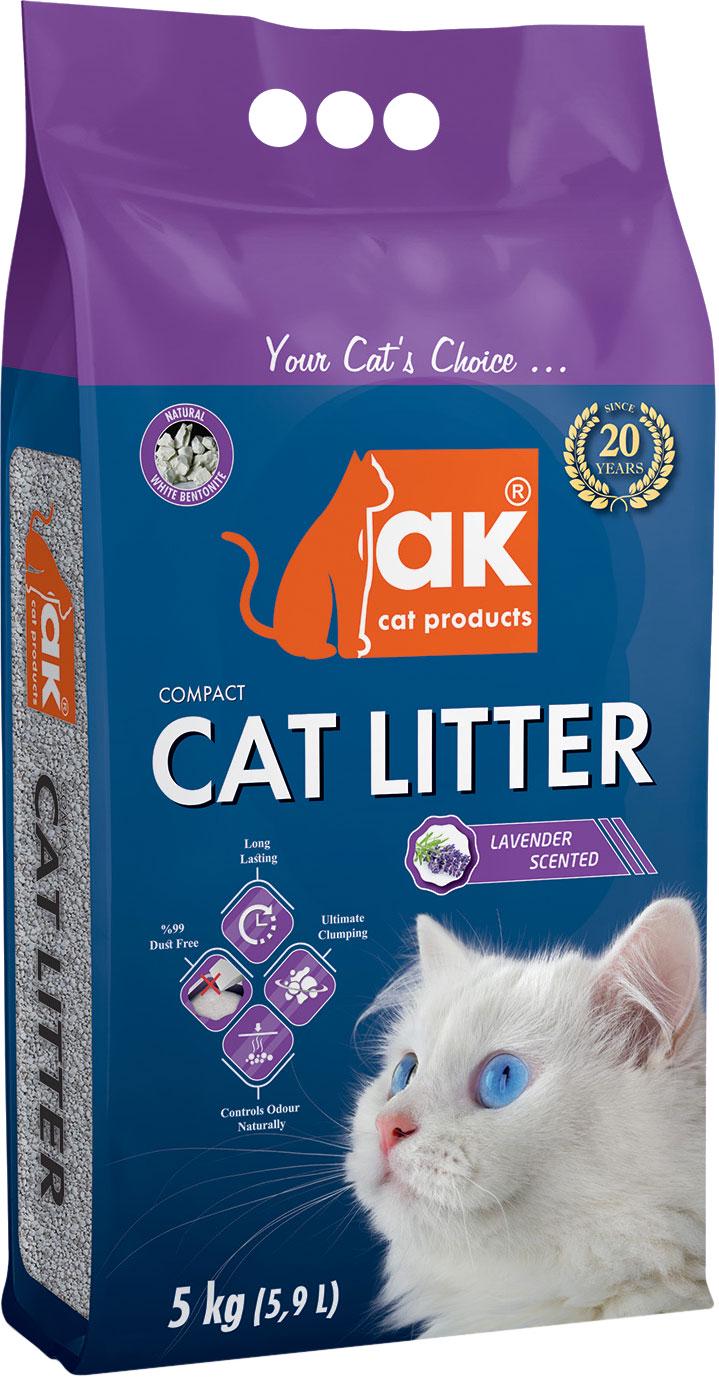 Наполнитель бентонитовый AK Cat Compact Cat Litter Лаванда 5 кг (8699245877526)