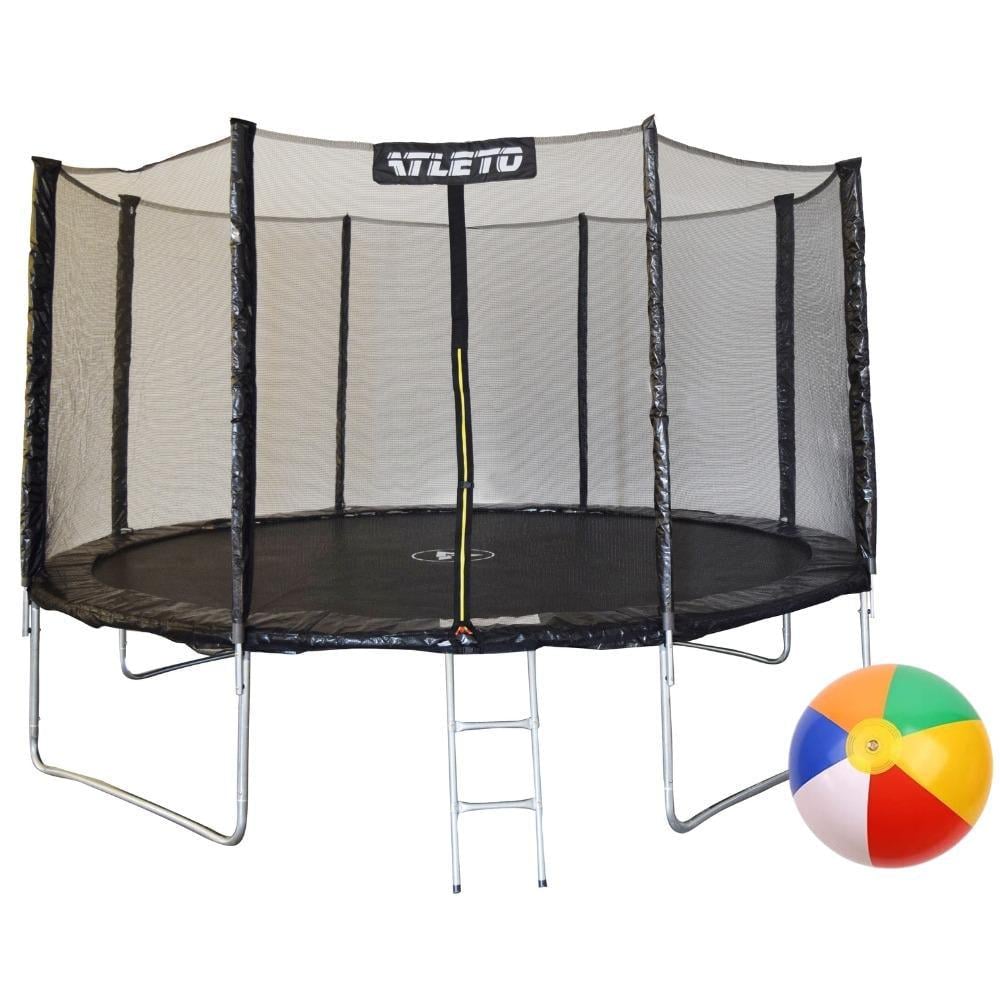 Батут детский Atleto с сеткой и стремянкой 404 см Черный - фото 1 Батут детский Atleto с сеткой и стремянкой 404 см Черный - фото 1