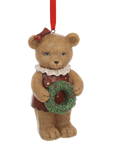 Подвеска новогодняя декоративная BonaDi Мишка с венчиком 11 см (894-022)