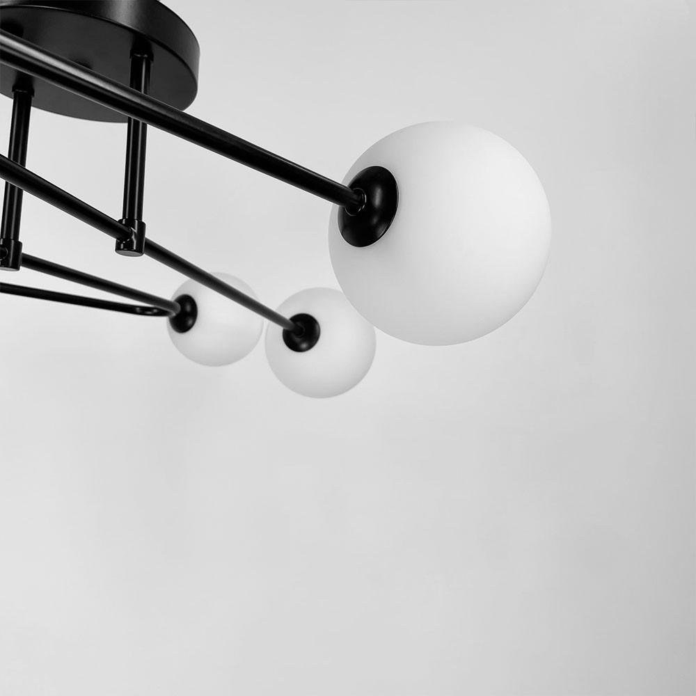 Люстра стельова з вигнутими ріжками на 6 ламп Чорний (YQ 317/6 BK+WT) - фото 4 Люстра стельова з вигнутими ріжками на 6 ламп Чорний (YQ 317/6 BK+WT) - фото 4