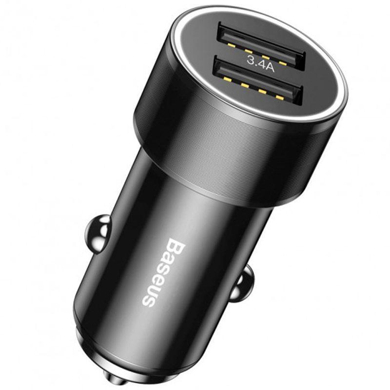 Автомобільний зарядний пристрій Baseus Small Screw 2USB 3,4A Black (CAXLD-C01)