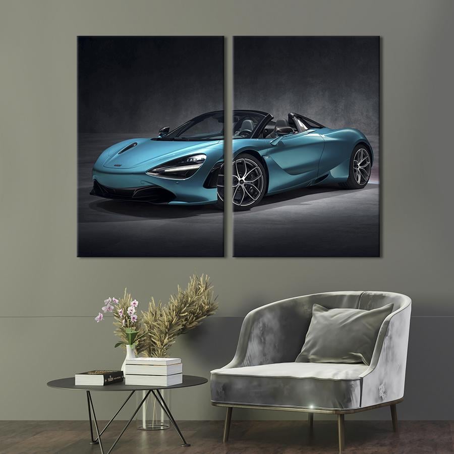 Картина на холсте Авто McLaren 650S лазурного цвета 71x51 см (1355-2)