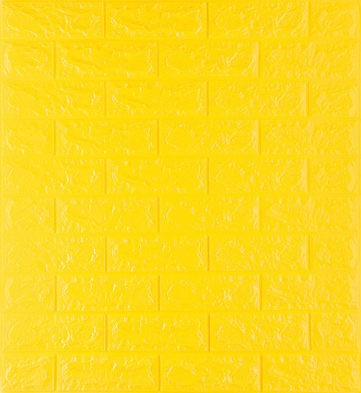 Панель самоклеящаяся 3D Loft звукоизоляционная 700x770x7 мм кирпич Желтый