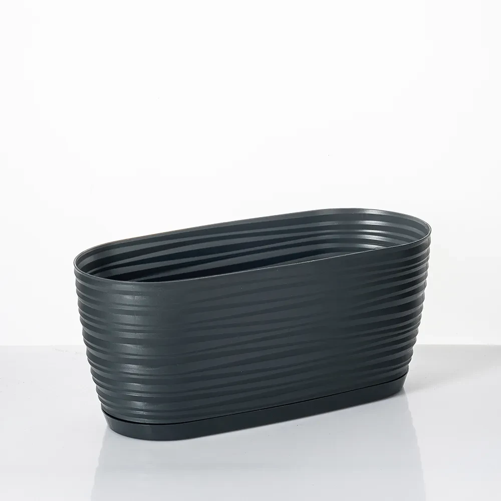 Горщик для квітів Form-Plastic Сахара петит овальний з підставкою 2,65 л 13х11х27 см Чорний (7752762941)