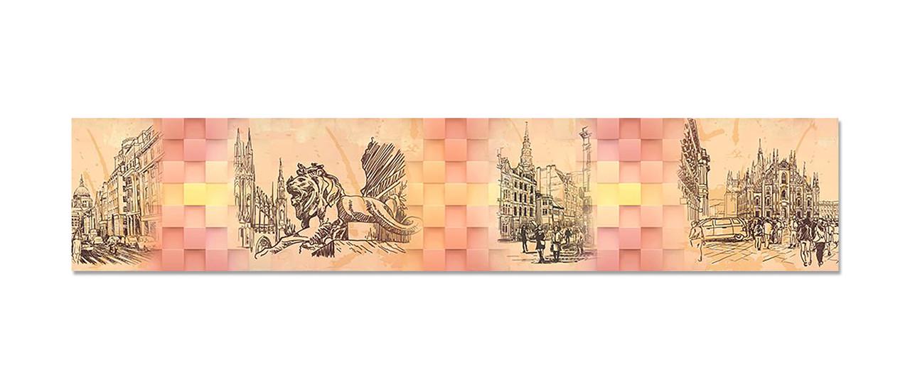 Фартук кухонный Плетенная геометрия 60х300 см Розовый