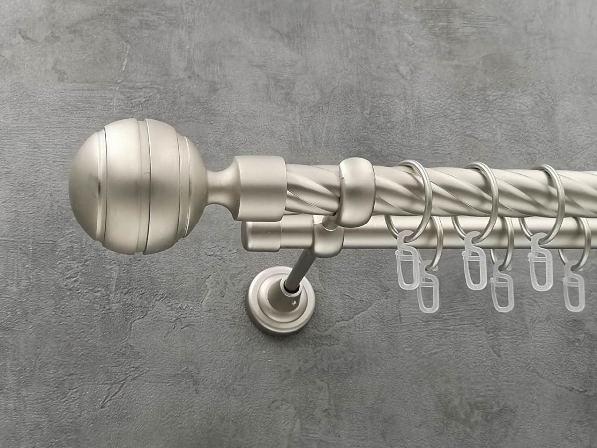 Карниз Quadrum EM235 кручена штанга подвійний відкритий 25/19 мм 240 см Сатин (264770711)