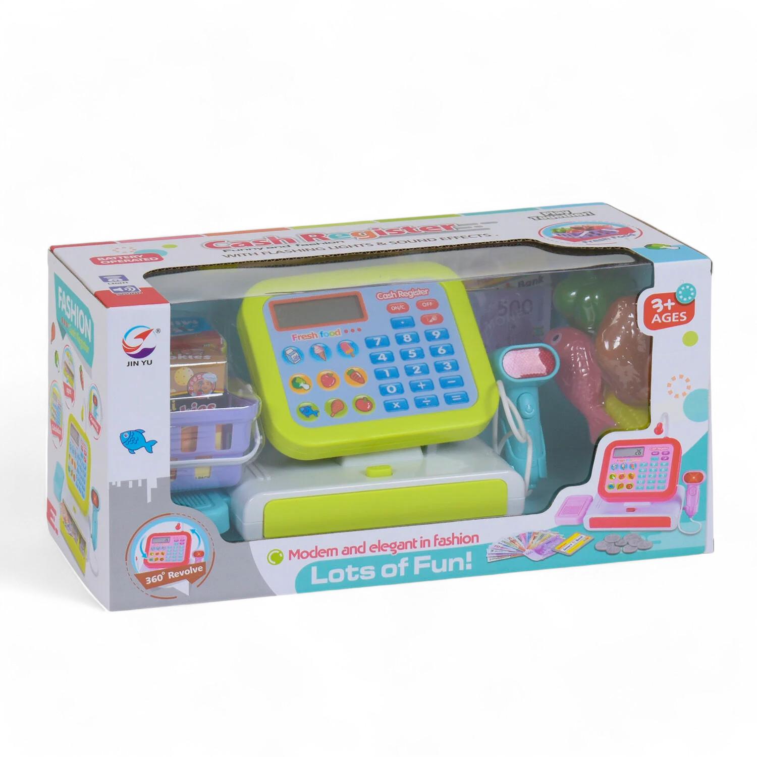 Ігровий набір Jin Yu Toys Cash Register касовий апарат/сканер/кошик з продуктами світлові та звукові ефекти (G_5963В)