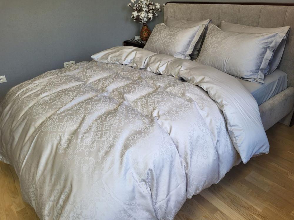 Комплект постельного белья на резинке Мир сатин жаккард Premium семейный/наволочки 50х70/70х70 см Caspe Grey (6103) - фото 3