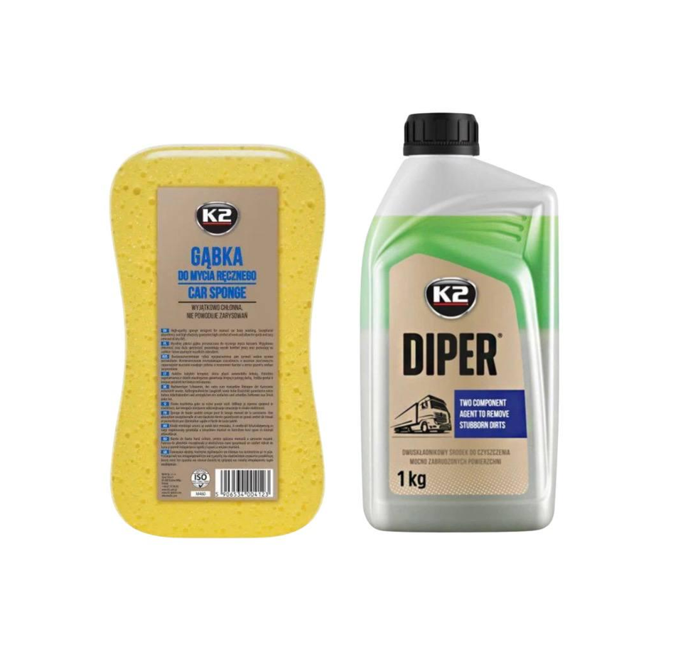 Набор для мойки автомобиля K2 Diper 1 кг и губка для ручной мойки K2 Car Sponge