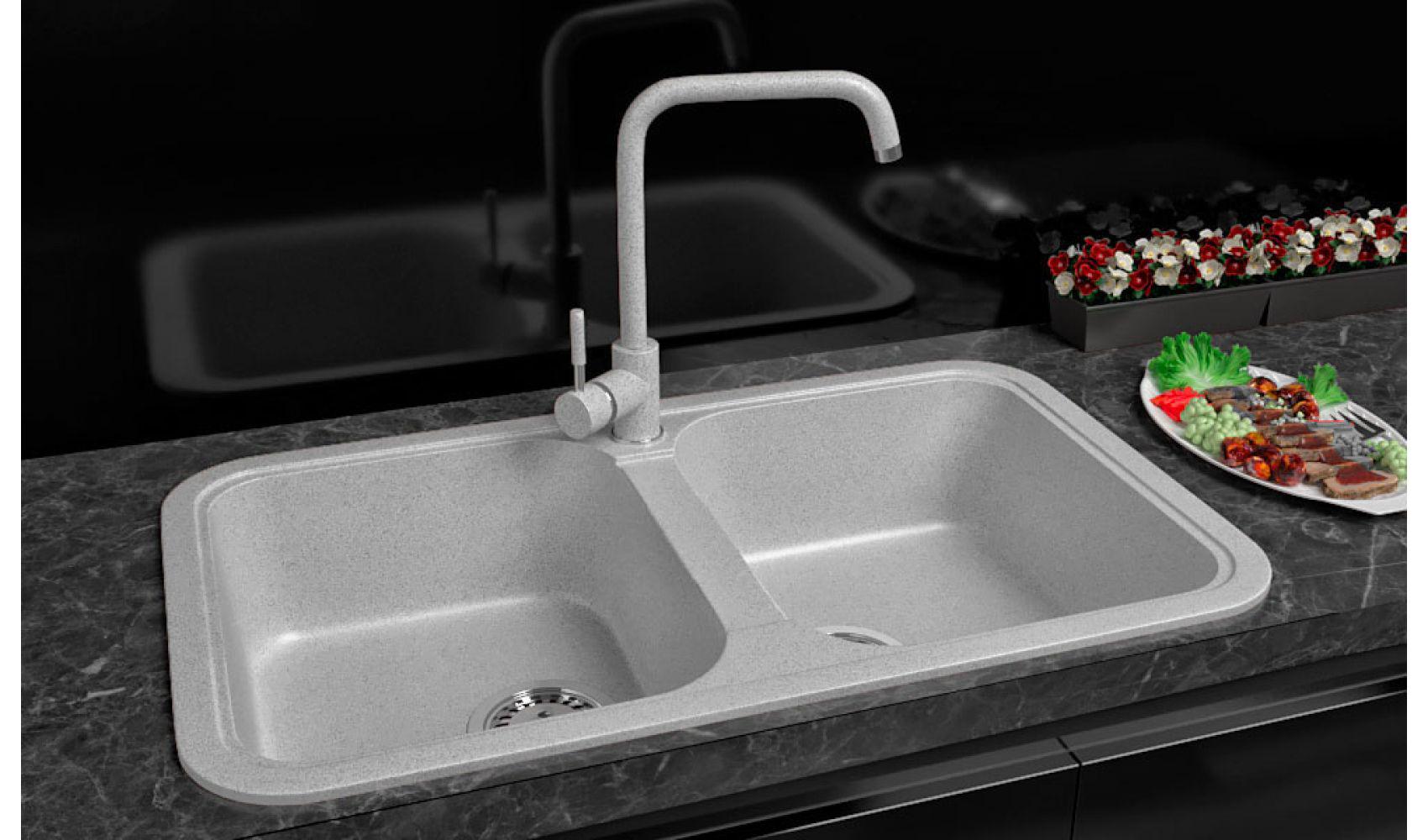 Кухонная мойка Lexona Royal гранитная с краном Серый - фото 7
