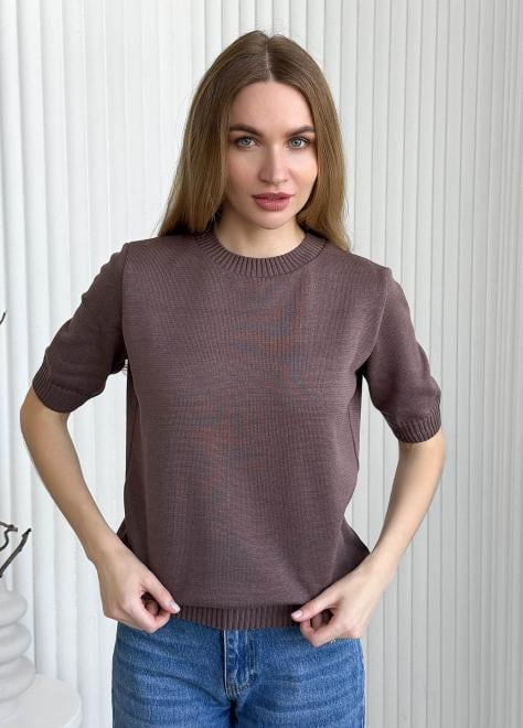 Футболка женская базовая ARTKNIT вязаная ХL Шоколадный (40584) Футболка женская базовая ARTKNIT вязаная ХL Шоколадный (40584)