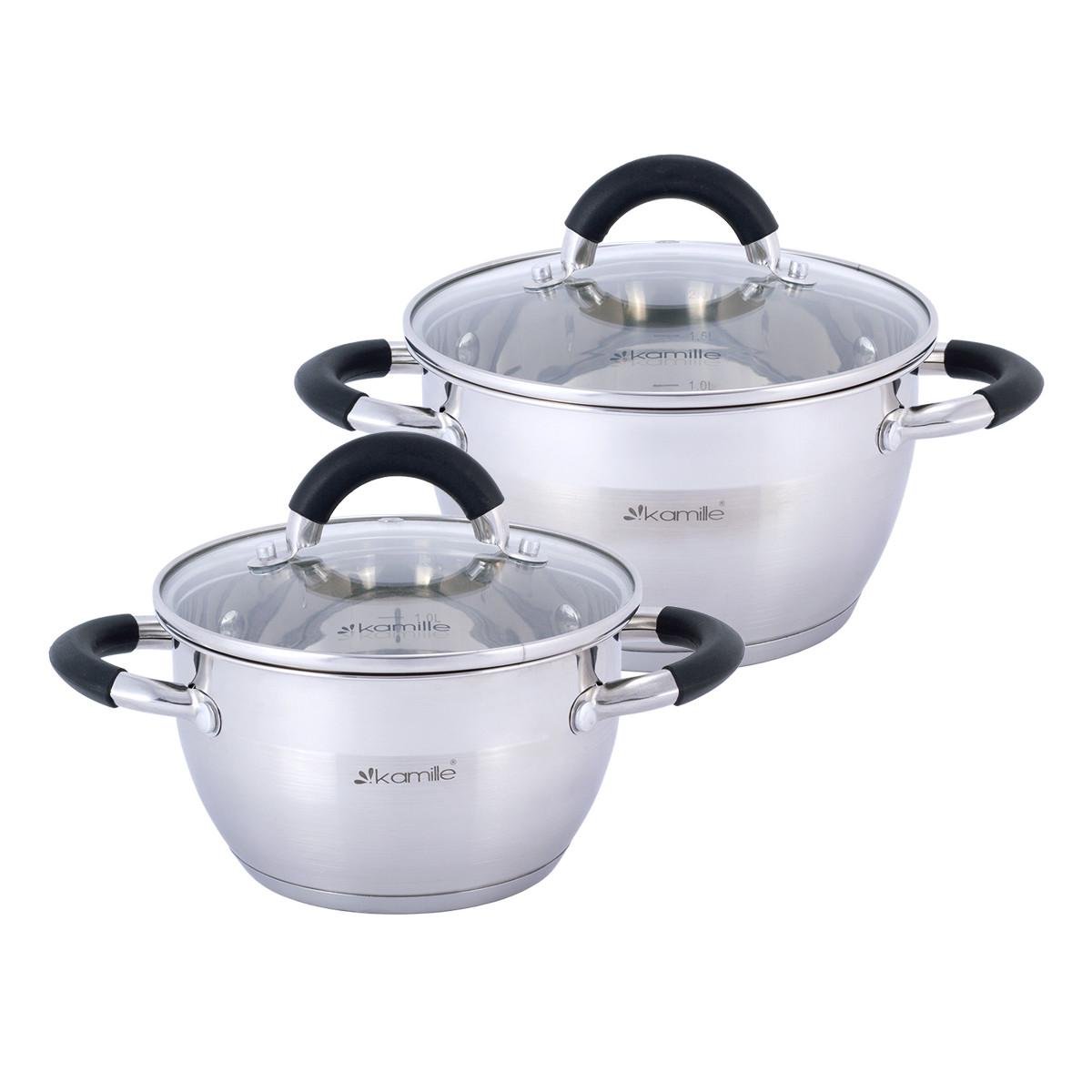 Набір каструль із кришками Kamille КМ-5753 із нержавіючої сталі з 4-х предметів Сталевий (150-84-5753)