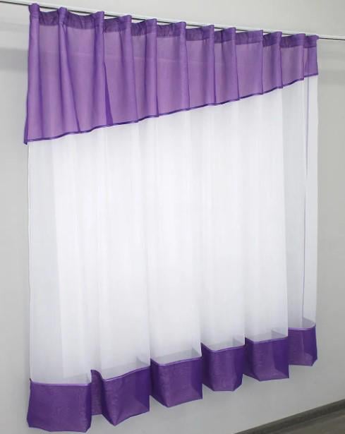 Занавеска на кухню шифон 280х170 см Фиолетовый/Белый (047к) - фото 2 Занавеска на кухню шифон 280х170 см Фиолетовый/Белый (047к) - фото 2