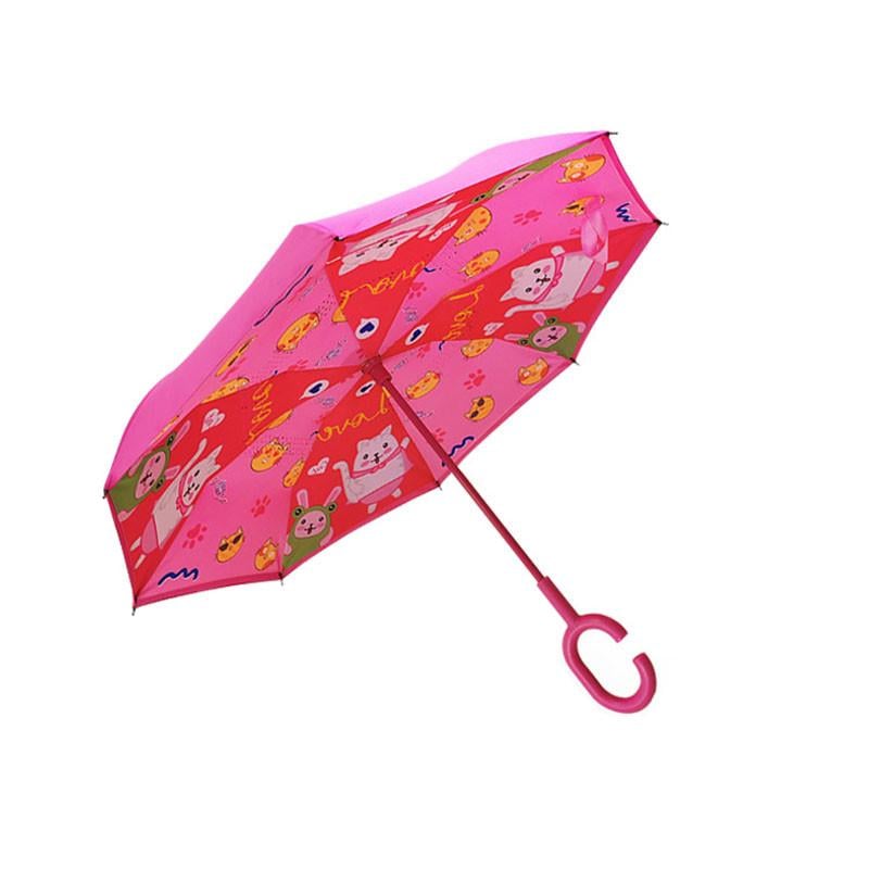 Детский зонт-наоборот Up-Brella Lucky Cat-Rose Red обратного сложения Детский зонт-наоборот Up-Brella Lucky Cat-Rose Red обратного сложения
