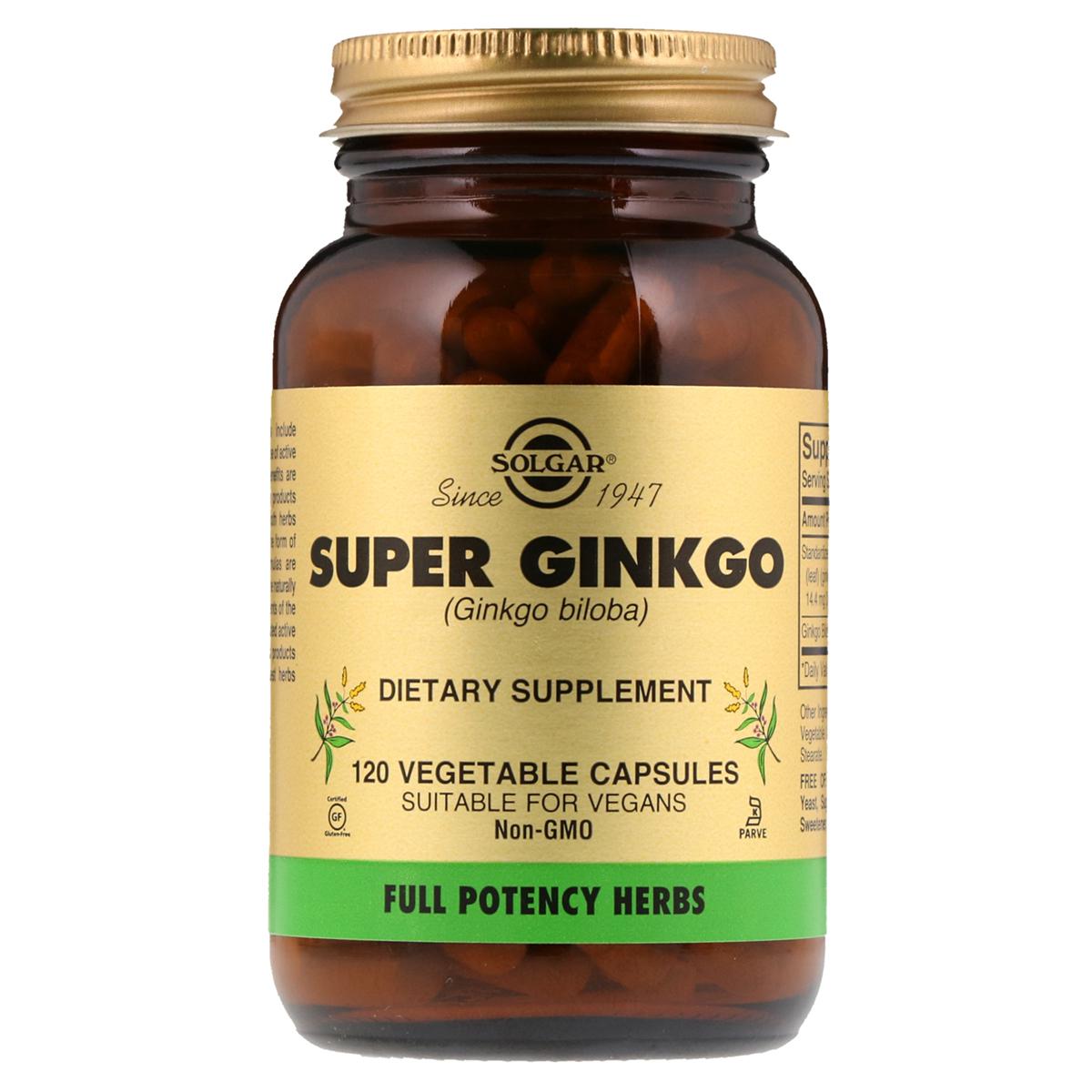 Гінкго білоба супер Solgar Super Ginkgo Biloba 120 желатинових капсул (SOL03915)